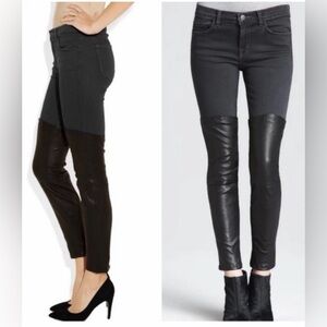 J Brand Jeans Minx Pistol Skinny Leather-Panel Jeans NEW